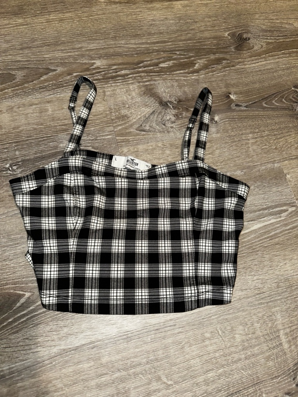 Hollister Black and White Plaid Cropped Cami